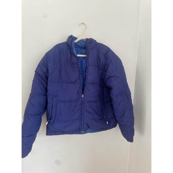 L.L. Bean Men's Med Down Filled Puffer Blue Reversable Parka Jacket - Picture 2 of 13